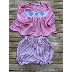 NWOT Smocked Sweets Valentine’s Bloomer Set 4T